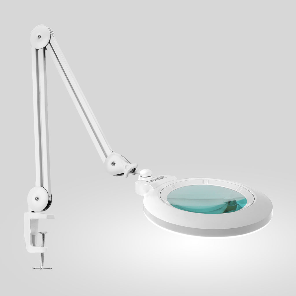 Lampe loupe à lentille bifocale de 7 po – 3 modes d'éclairage, 1600 lumens DEL, pour travaux de précision, blanche