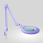 Lámpara de aumento LED con lente acrílica de 7" de ancho y abrazadera – 1600 lúmenes, regulable para trabajos de precisión, lavanda