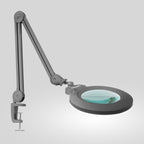 Lampe loupe LED acrylique de 7" de large avec pince – 1600 lumens, à intensité variable pour travaux de précision, argent