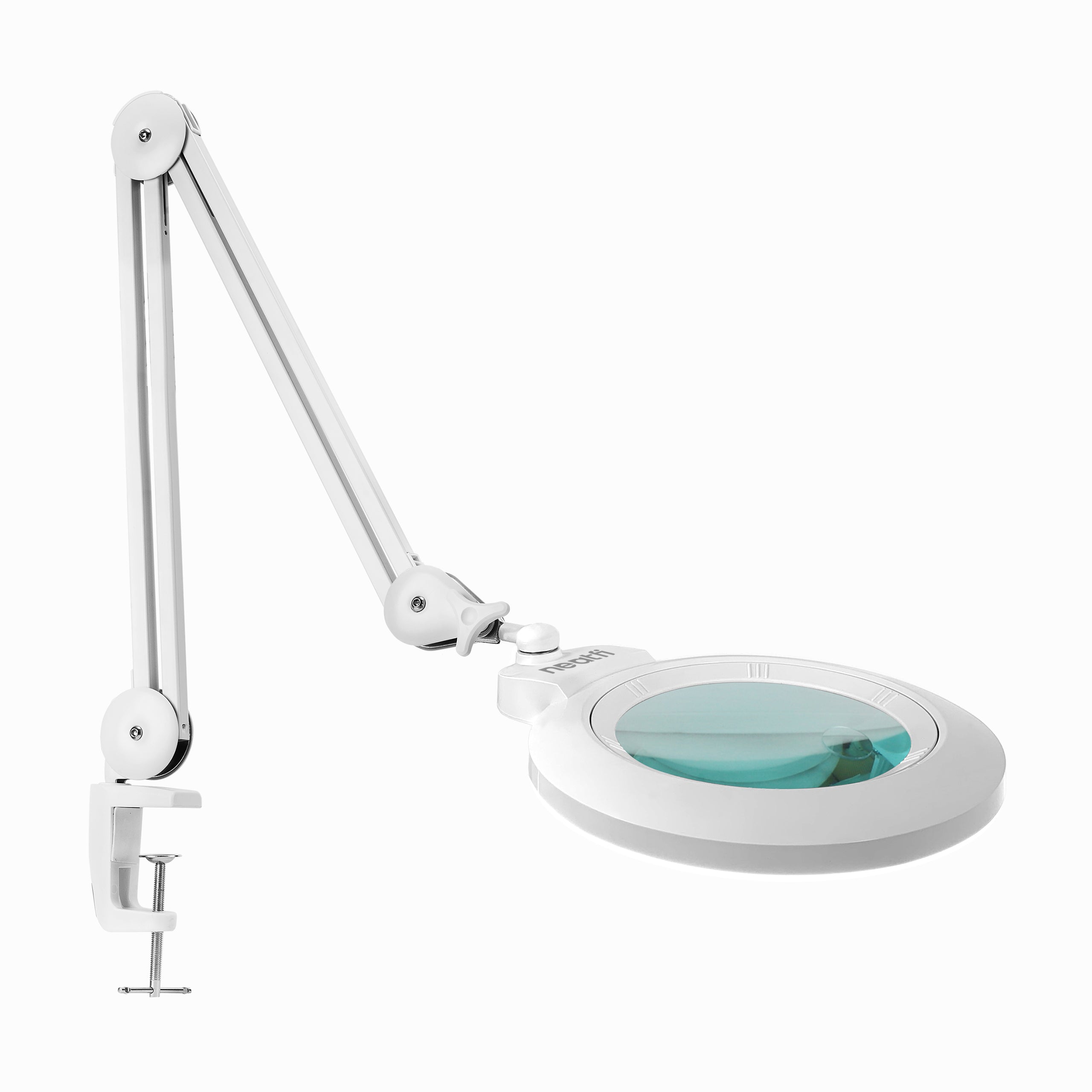 7” Wide Acrylic Lens LED Magnifying Lamp with Clamp – 1600 Lumens, Dimmable for Close Works, White