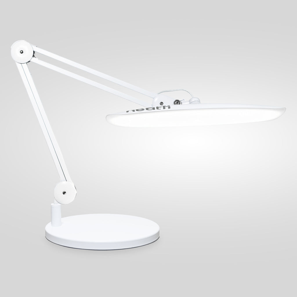 20” Wide Head LED Desk Lamp with Base – 2200 Lumens Task Light for Home Office & Crafts, White
