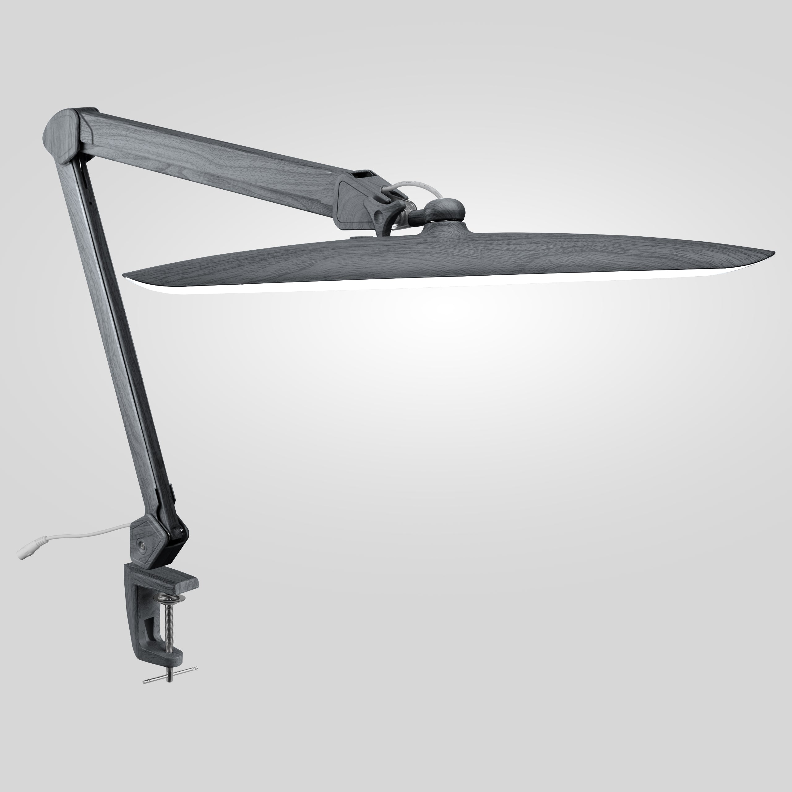 20” Wide Head LED Desk Lamp with Clamp – 2200 Lumens Task Light for Home Office & Crafts, Gray Wood