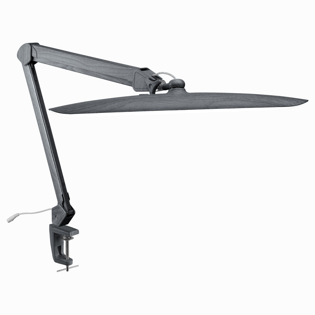 20” Wide Head LED Desk Lamp with Clamp – 2200 Lumens Task Light for Home Office & Crafts, Gray Wood