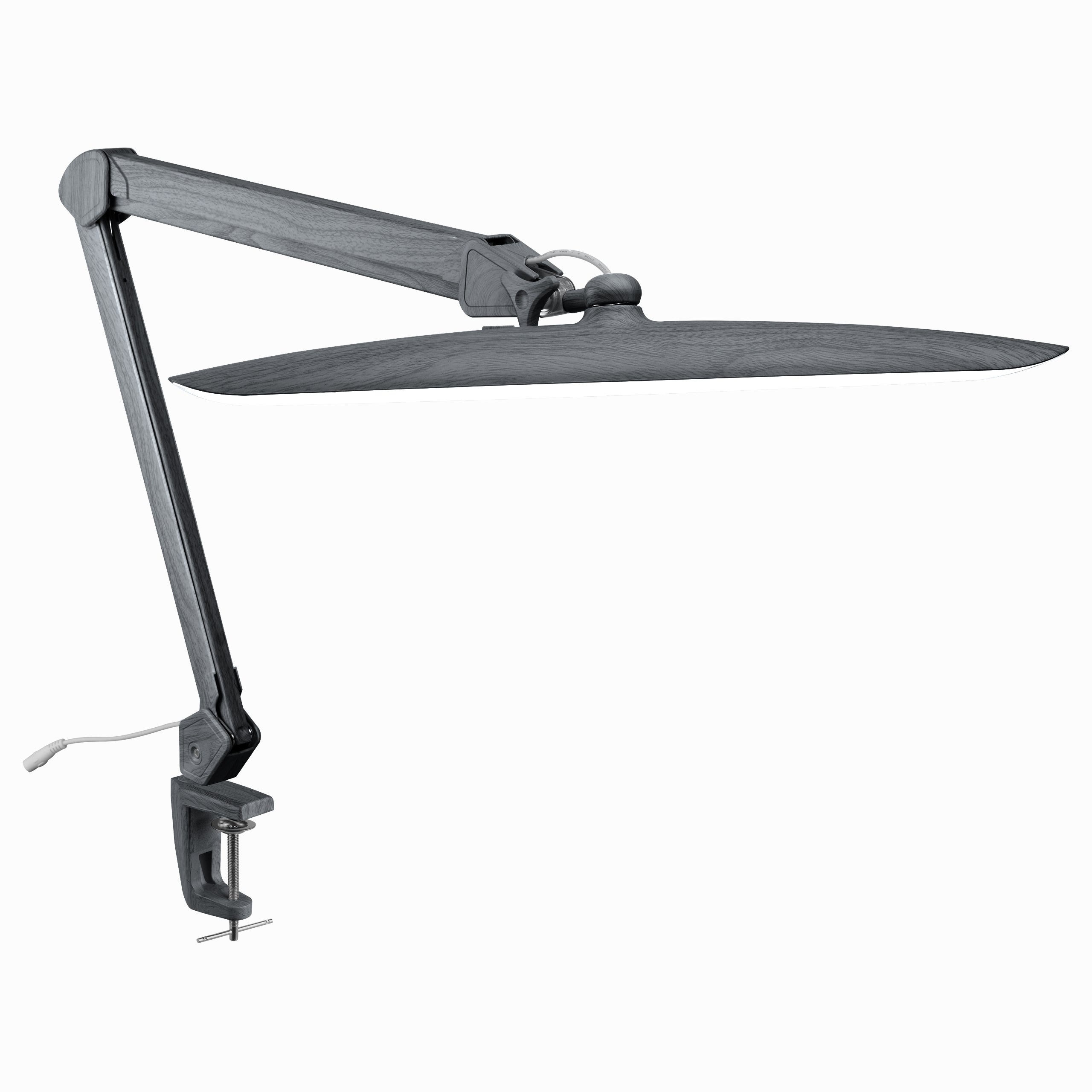20” Wide Head LED Desk Lamp with Clamp – 2200 Lumens Task Light for Home Office & Crafts, Gray Wood