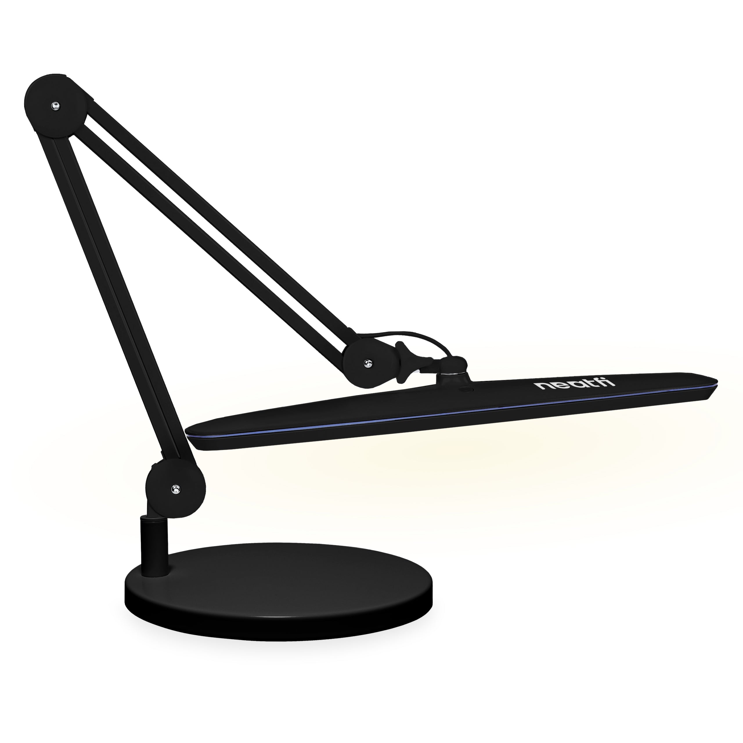 Lámpara LED de escritorio de 2200 lúmenes con abrazadera – 23" de ancho, 3 modos de luz para banco de trabajo y oficina en casa, blanca
