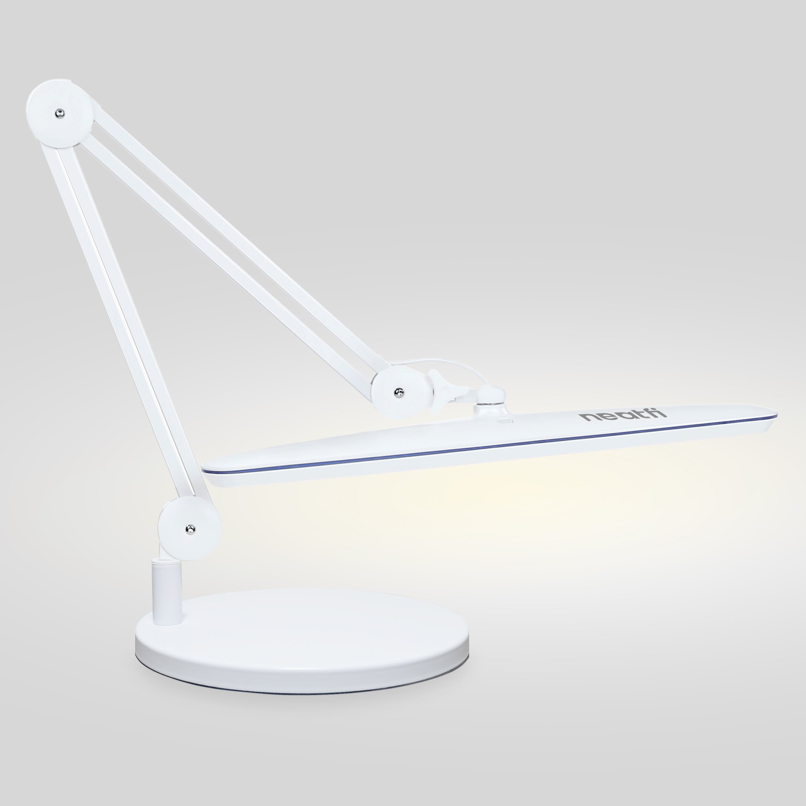 Lámpara LED de escritorio de 2200 lúmenes con abrazadera – 23" de ancho, 3 modos de luz para banco de trabajo y oficina en casa, blanca