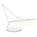 Lámpara LED de escritorio de 2200 lúmenes con abrazadera – 23" de ancho, 3 modos de luz para banco de trabajo y oficina en casa, blanca