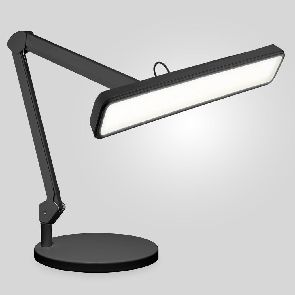 Lampe de bureau LED à large abat-jour 22" avec base – Lampe de travail 2500 lumens pour établi et travaux manuels, noire