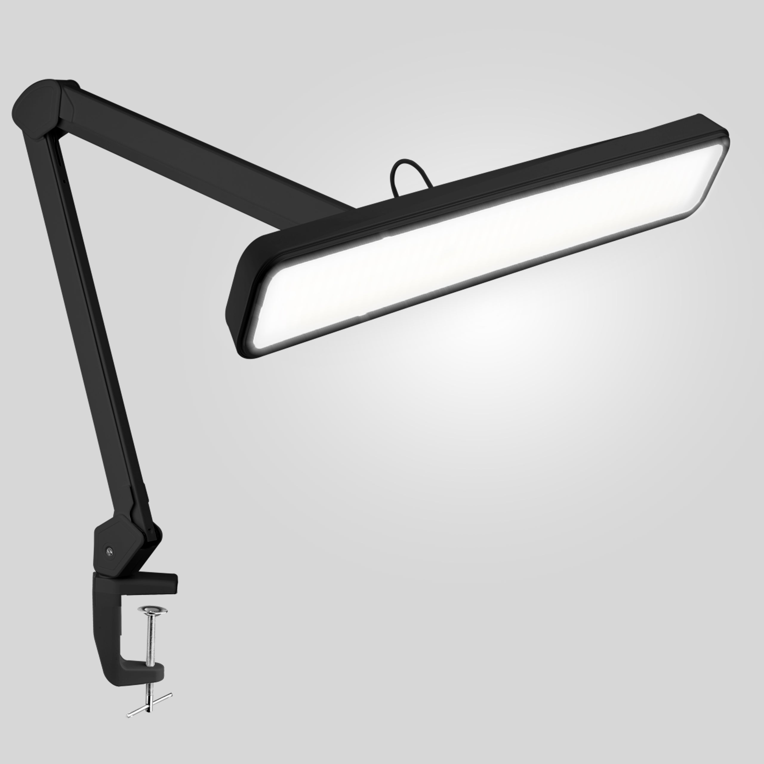 22” Wide Shade LED Desk Lamp with Clamp – 2500 Lumens Task Light for Workbench & Crafts, Black