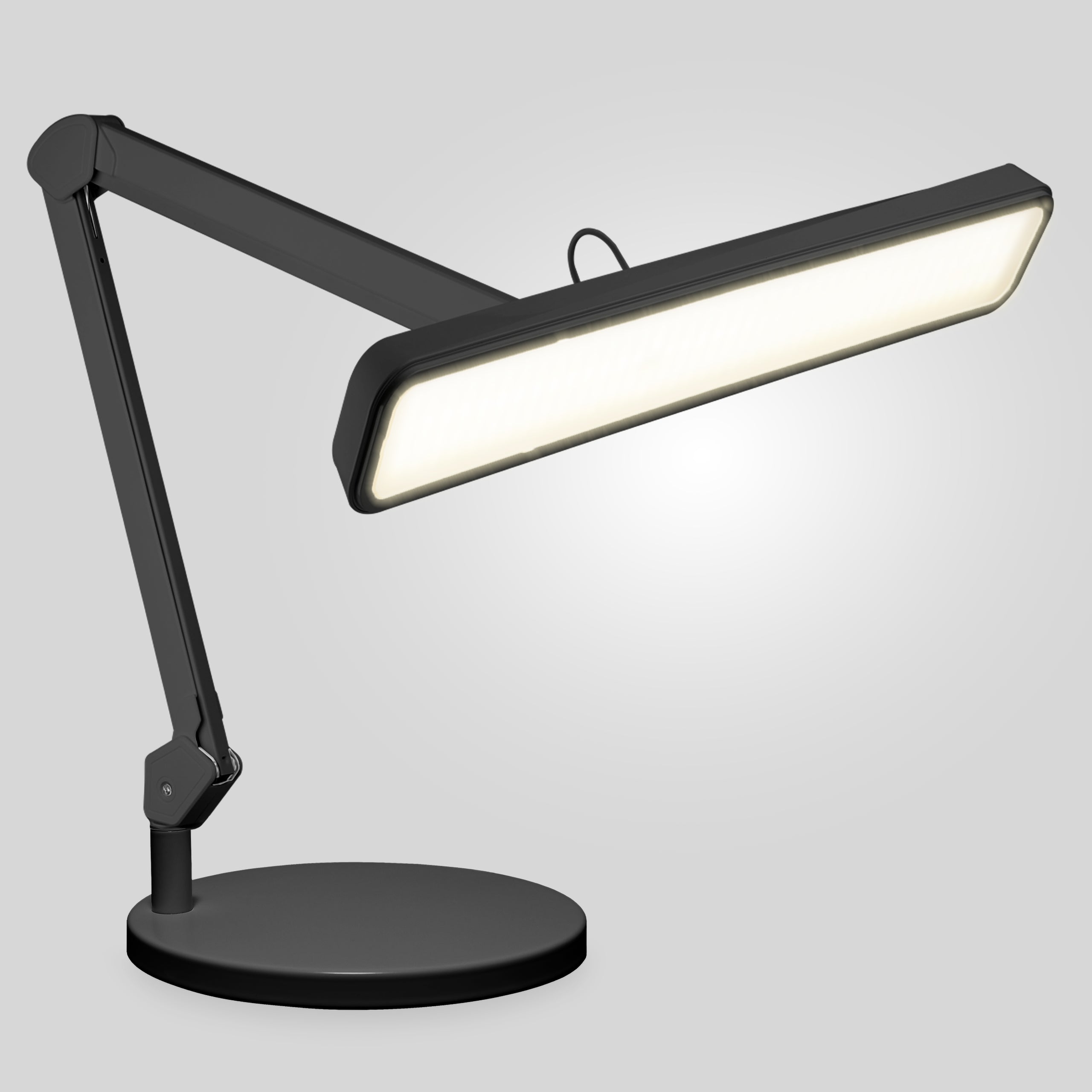 2500 Lumens LED Desk Lamp with Base – 22" Wide Shade, 5 Color Modes for Nails & Crafts, Black