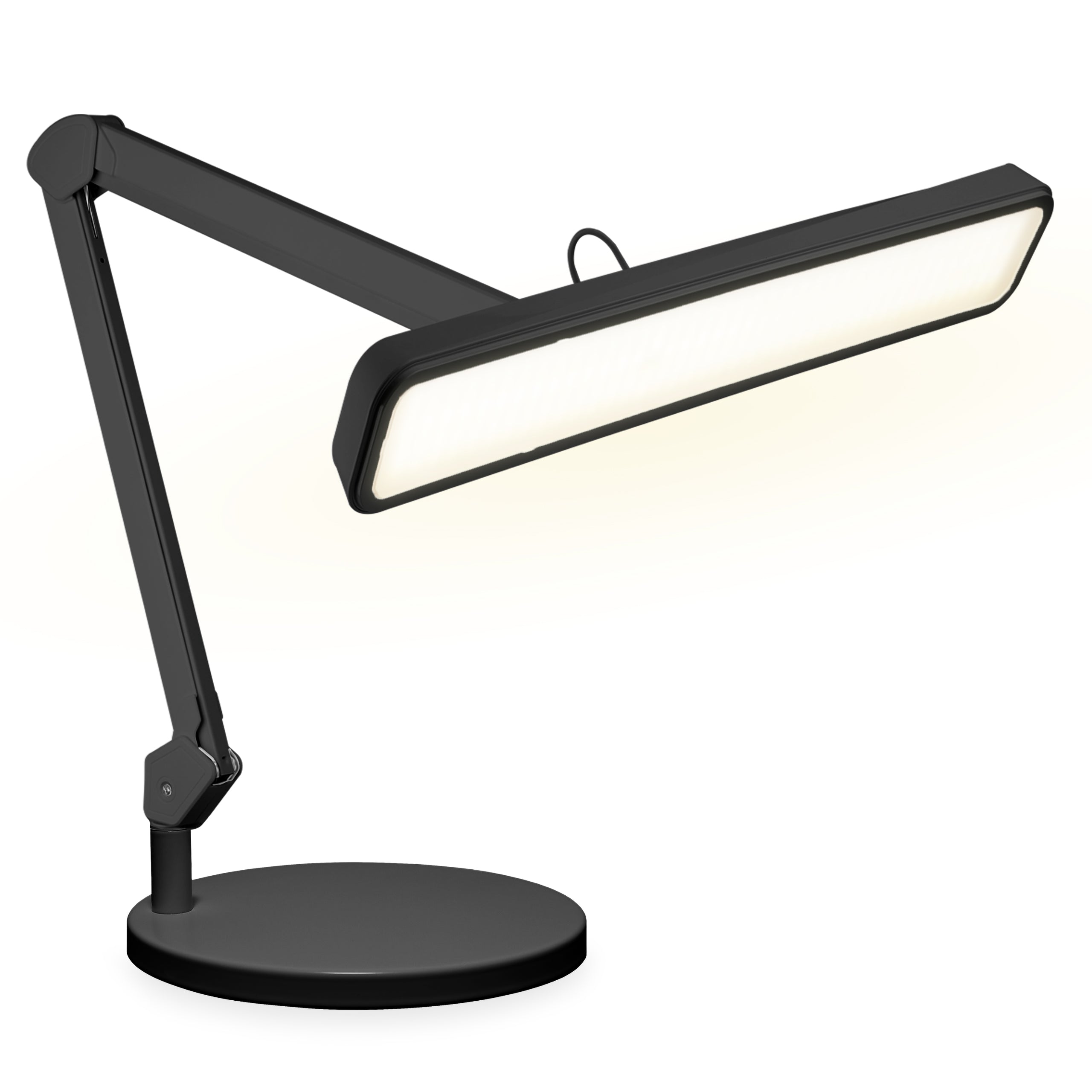 2500 Lumens LED Desk Lamp with Base – 22" Wide Shade, 5 Color Modes for Nails & Crafts, Black
