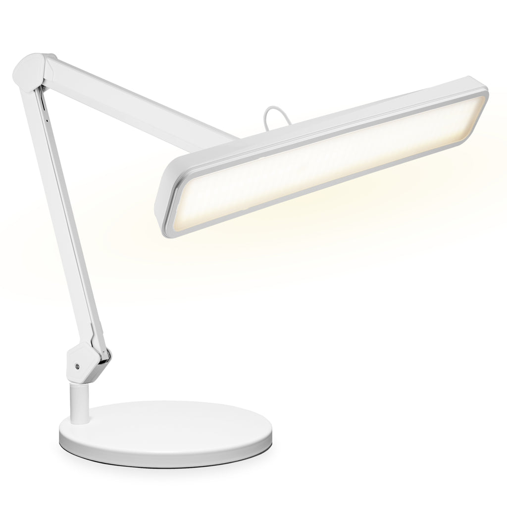 2500 Lumens LED Desk Lamp with Clamp – 22" Wide Shade, 5 Color Modes for Nails & Crafts, White