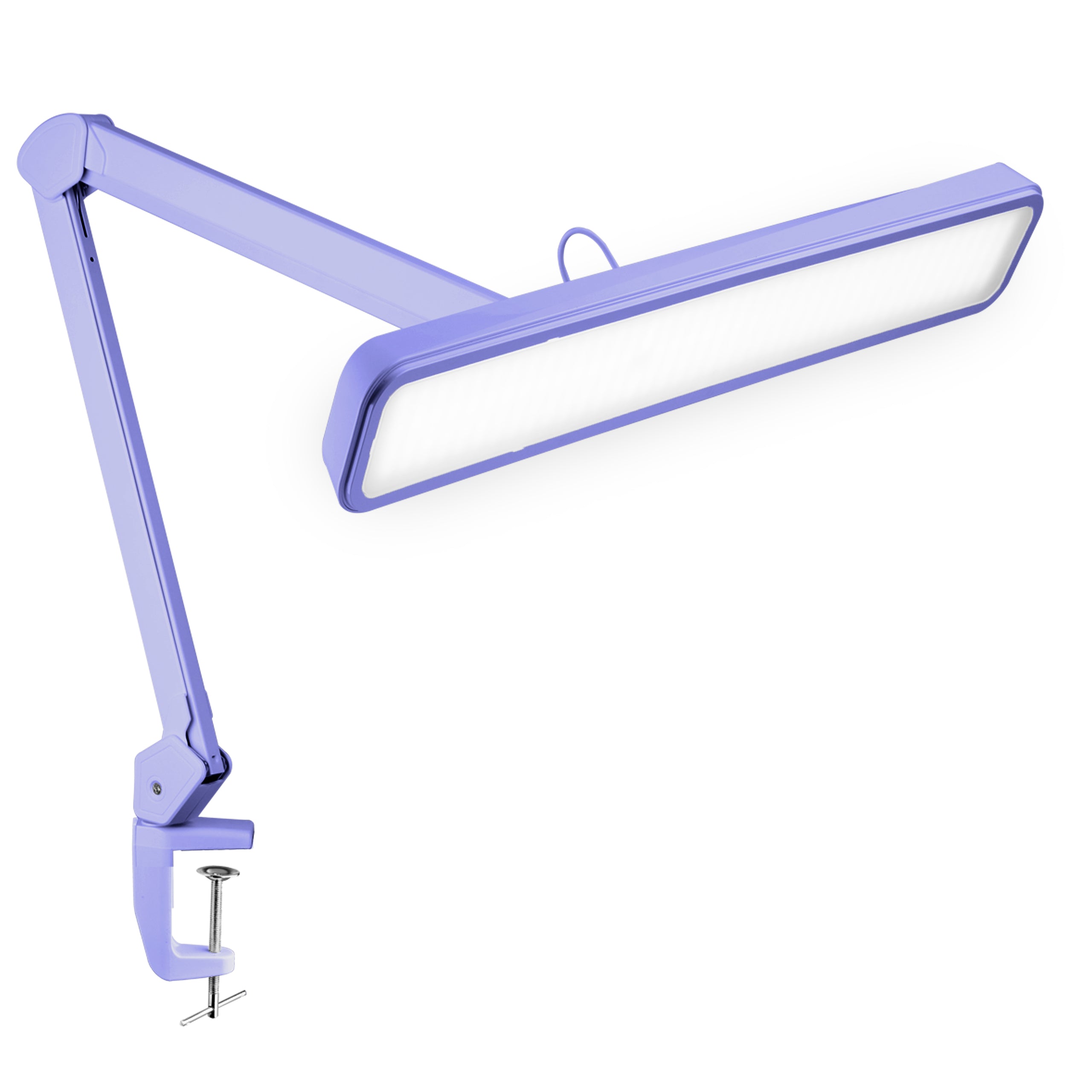 22” Wide Shade LED Desk Lamp with Clamp – 2500 Lumens Task Light for Workbench & Crafts, Lavender