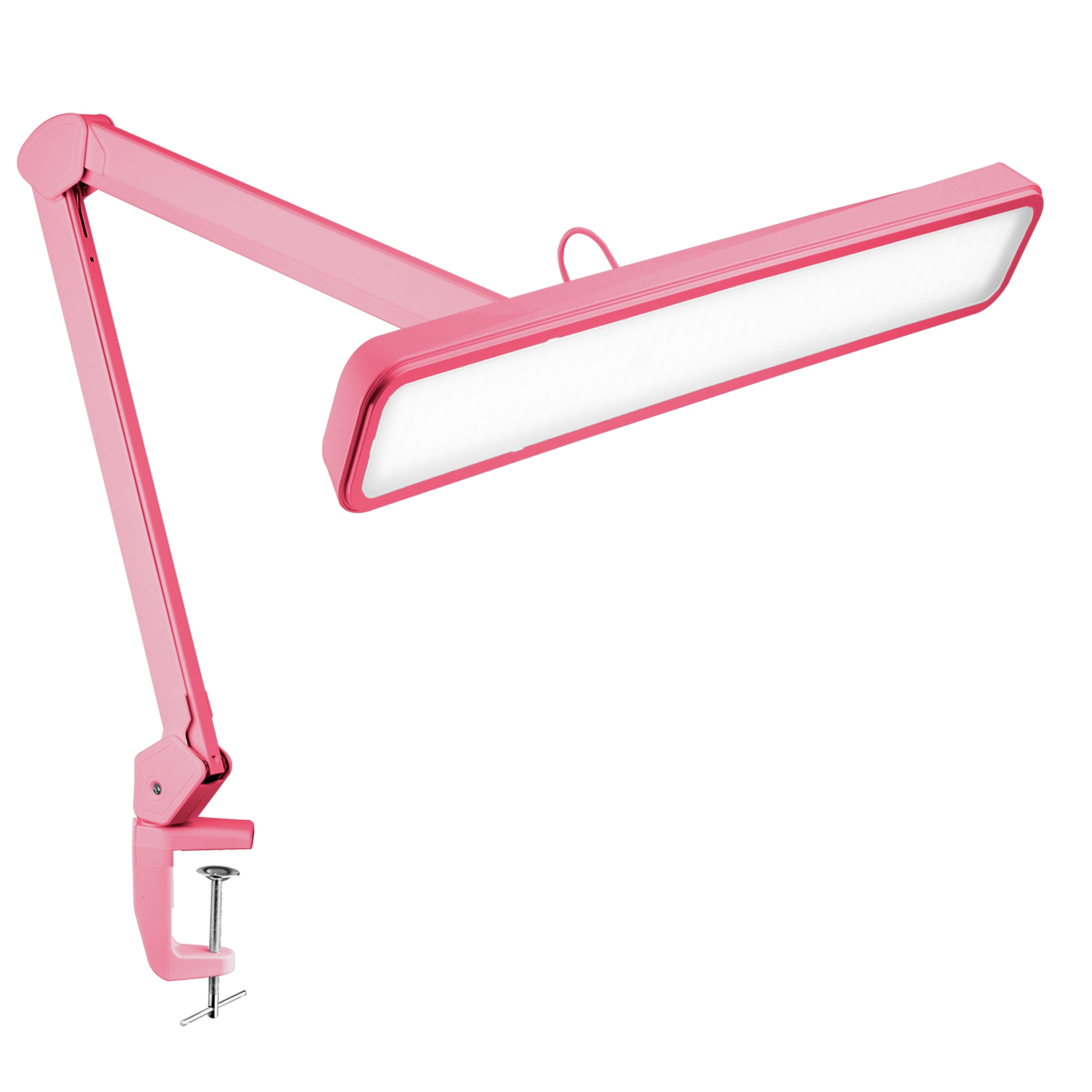 22” Wide Shade LED Desk Lamp with Clamp – 2500 Lumens Task Light for Workbench & Crafts, Pink