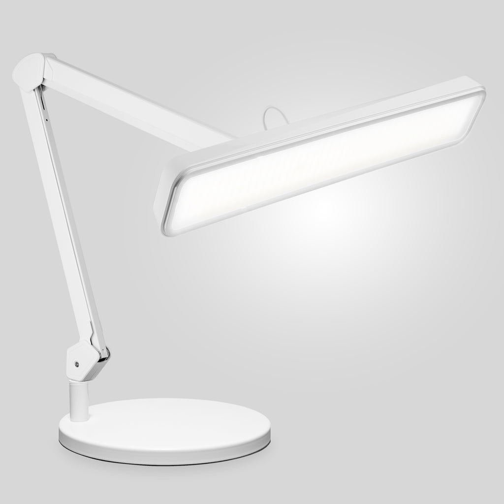22” Wide Shade LED Desk Lamp with Base – 2500 Lumens Task Light for Workbench & Crafts, White