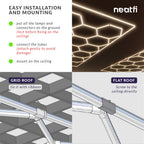 15 Hex Grid LED Car Garage Light – 60,720 Lumens, Adjustable Color Modes, Auto Shops & Gyms