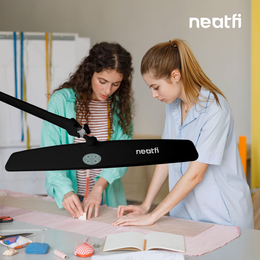 2260 Lumens Elite Task Lamp with Clamp – 22" Wide, 3 Color Modes for Nails & Crafts, Black