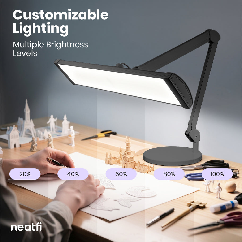 3500 Lumens LED Desk Lamp with Base – 26" Ultra-Wide, 3 Light Modes, Touch Control Light, Black