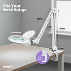 Neatfi Pro Series 5-Inch Glass Lens Bifocal LED Magnifying Lamp – 5D/20D, 1200 Lumens, White