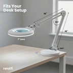 Lámpara LED con Lupa y Base de Acrílico de 7" de Ancho – 1600 Lúmenes, Regulable para Trabajos de Precisión, Blanca