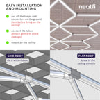 Snowflake Pattern LED Ceiling Light with Hanging Kit for Auto Shops, Salons & Gyms, Cool White