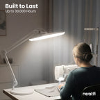 20” Wide Head LED Desk Lamp with Base – 2200 Lumens Task Light for Home Office & Crafts, White