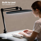 23” Wide Shade, 2200 Lumens LED Desk Lamp with Clamp – Dimmable, Eye-Caring Task Light, Black