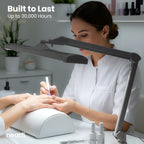 3500 Lumens LED Desk Lamp – 26” Ultra-Wide Shade, Non-Flickering Task Light with Clamp, Silver