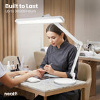 2500 Lumens LED Desk Lamp with Base – 22" Wide Shade, 5 Color Modes for Nails & Crafts, White