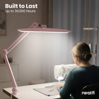 20” Wide Head LED Desk Lamp with Clamp – 2200 Lumens Task Light for Home Office & Crafts, Rose Gold