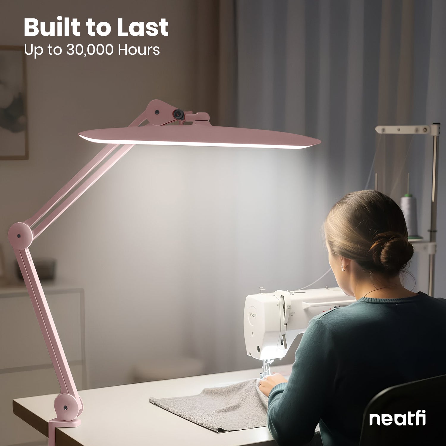 20” Wide Head LED Desk Lamp with Clamp – 2200 Lumens Task Light for Home Office & Crafts, Rose Gold