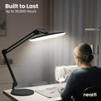 20” Wide Head LED Desk Lamp with Base – 2200 Lumens Task Light for Home Office & Crafts, Black