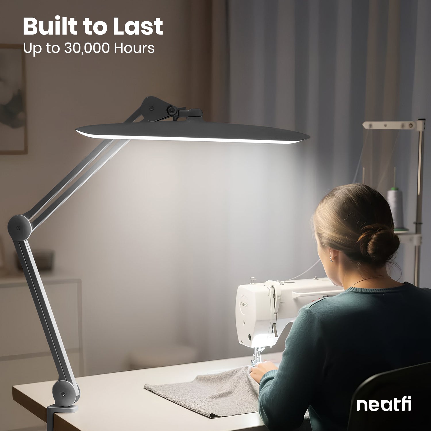 20” Wide Head LED Desk Lamp with Clamp – 2200 Lumens Task Light