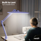 20” Wide Head LED Desk Lamp with Clamp – 2200 Lumens Task Light for Home Office & Crafts, Lavender