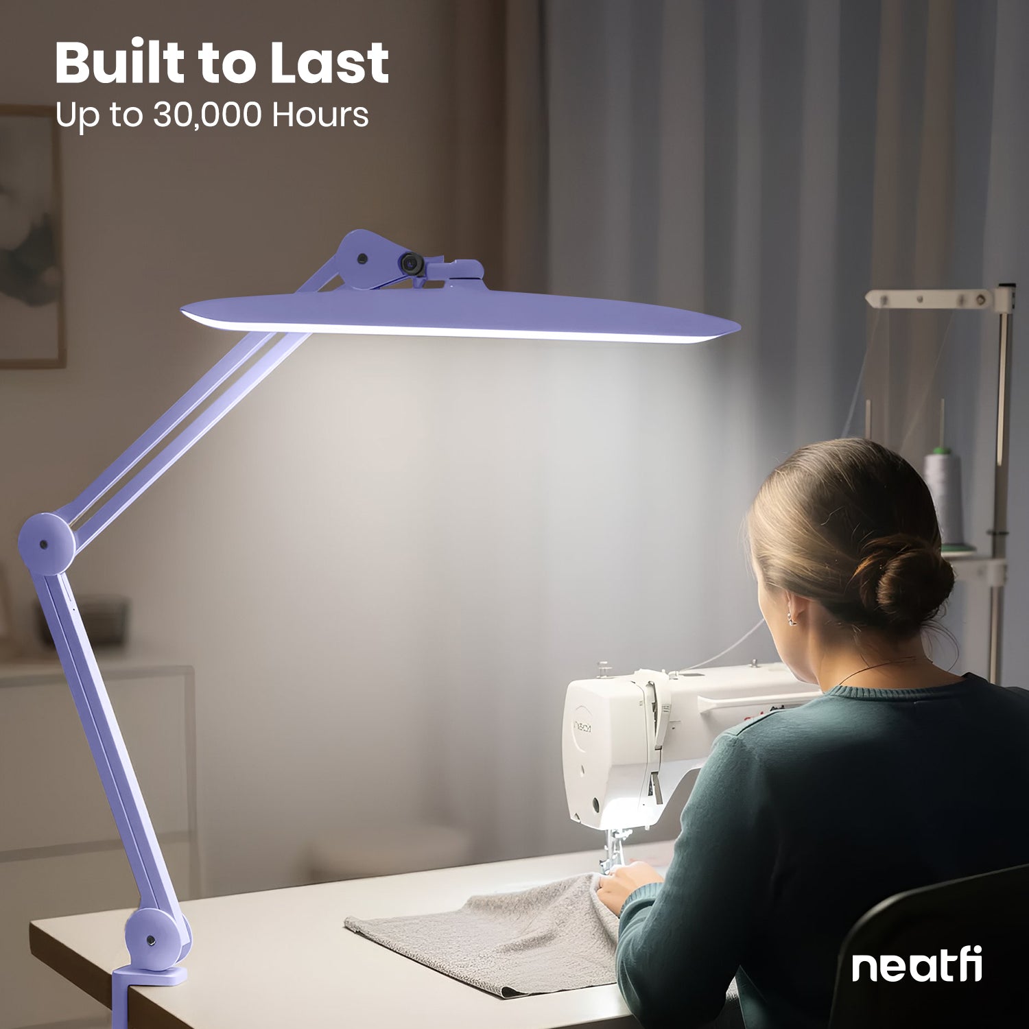 2200 Lumens LED Desk Lamp with Clamp – 20” Wide Shade, 3 Light Modes, Dimmable Task Light, Lavender