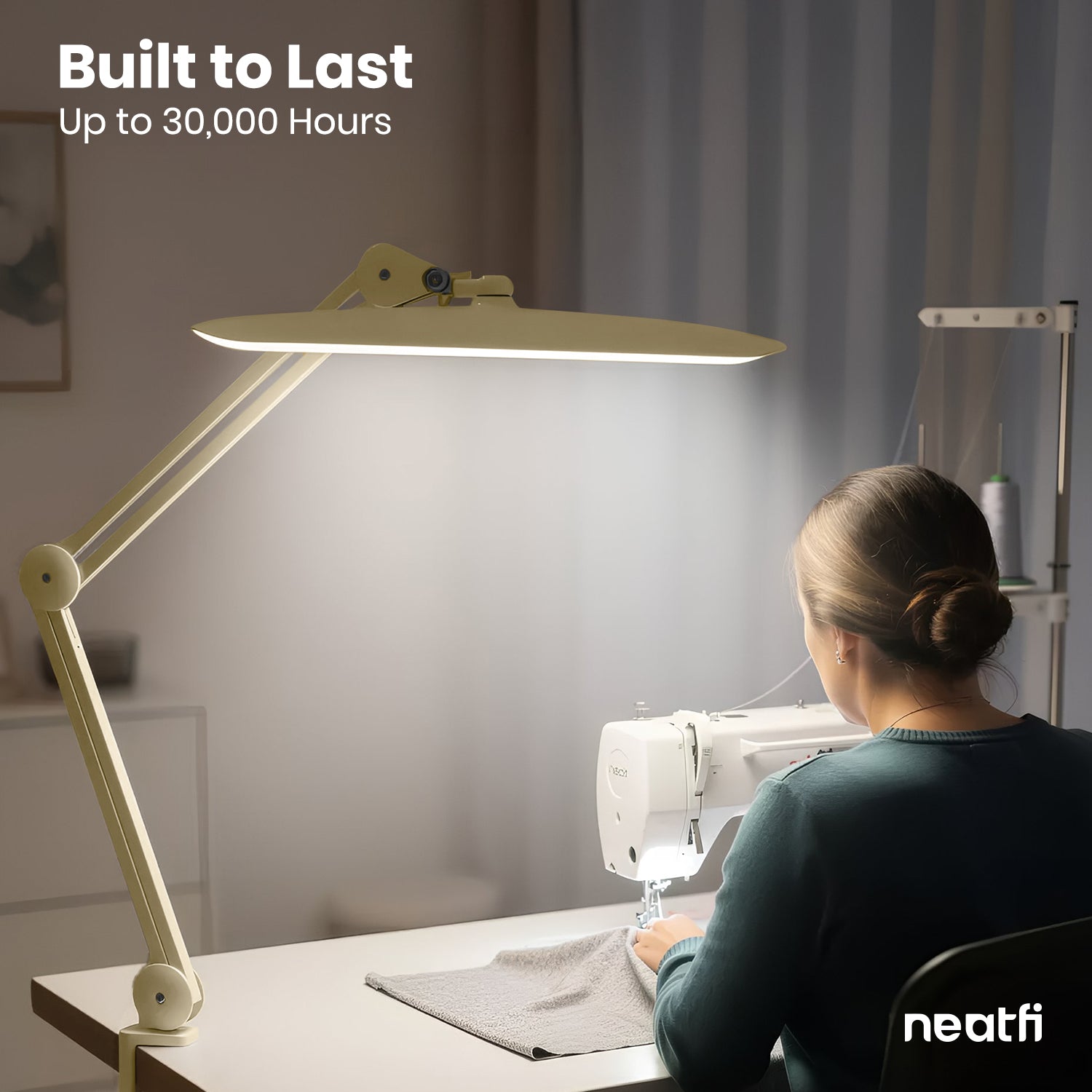 20” Wide Head LED Desk Lamp with Clamp – 2200 Lumens Task Light