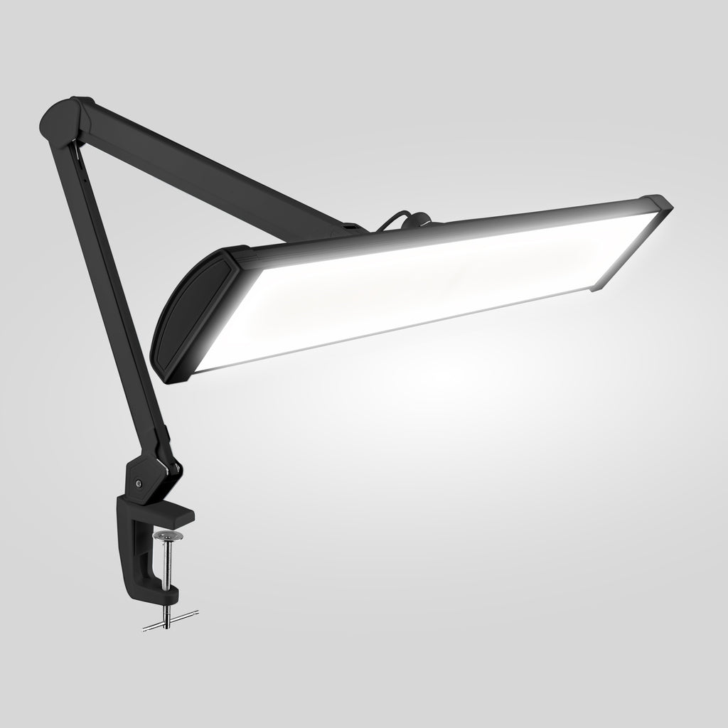 3500 Lumens LED Desk Lamp – 26” Ultra-Wide Shade, Non-Flickering Task Light with Clamp, Black
