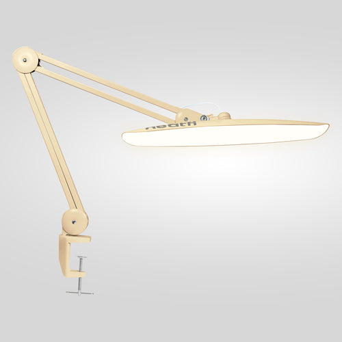 Lámpara de escritorio LED de 2200 lúmenes con pinza – Pantalla ancha de 20 pulgadas, 3 modos de luz, luz de tarea regulable, dorada