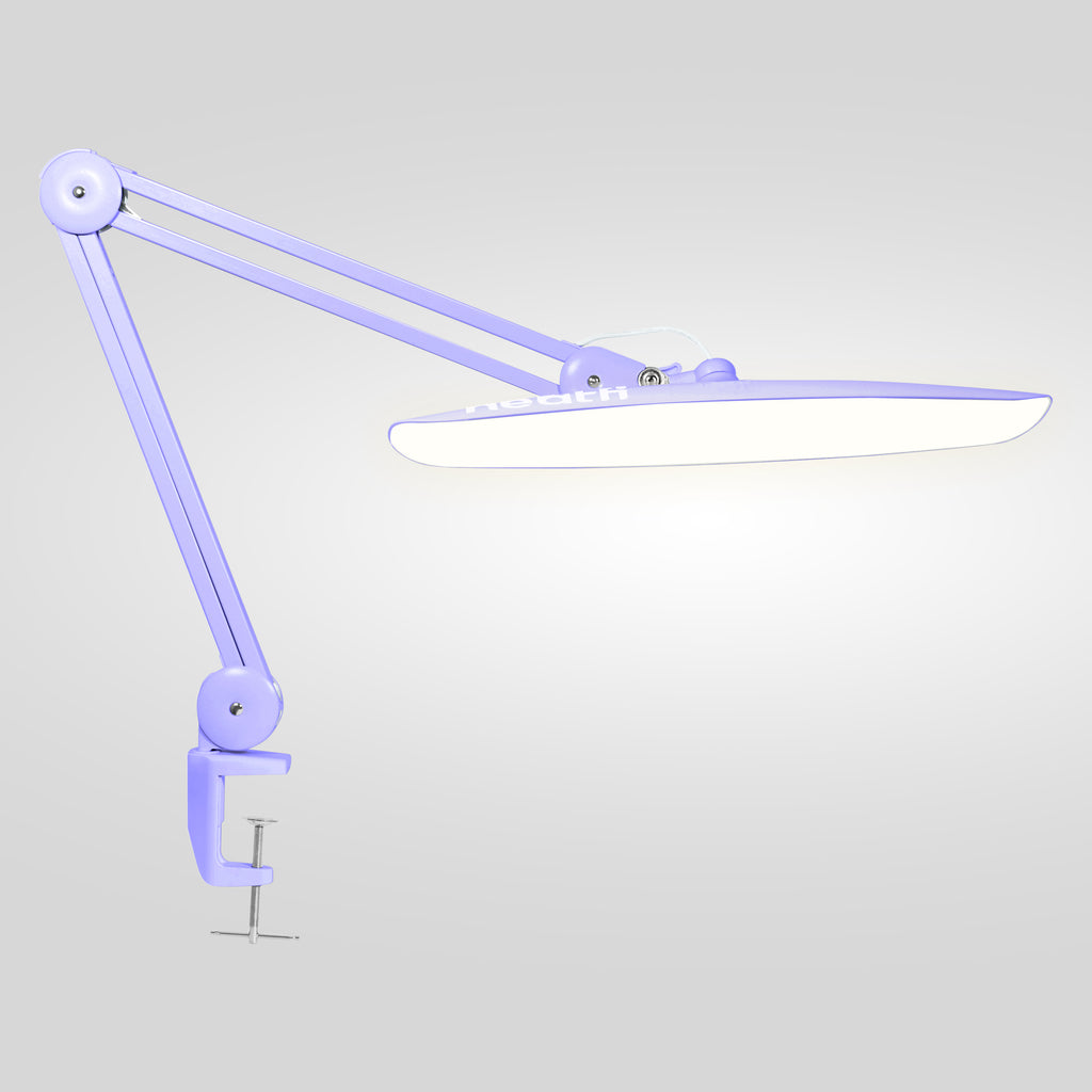 2200 Lumens LED Desk Lamp with Clamp – 20” Wide Shade, 3 Light Modes, Dimmable Task Light, Lavender