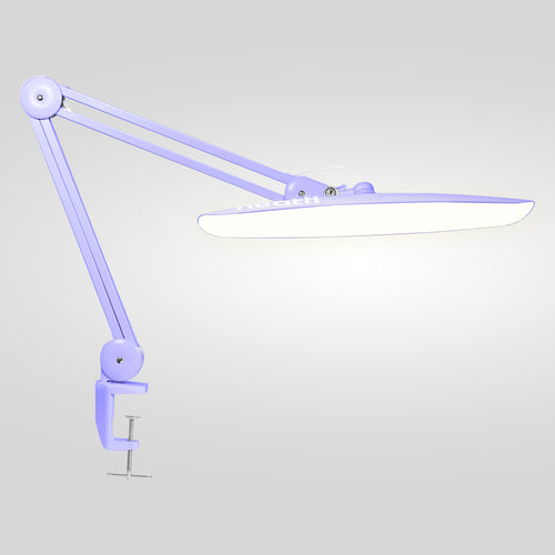 Lámpara de escritorio LED de 2200 lúmenes con pinza – Pantalla ancha de 20 pulgadas, 3 modos de luz, luz de tarea regulable, lavanda