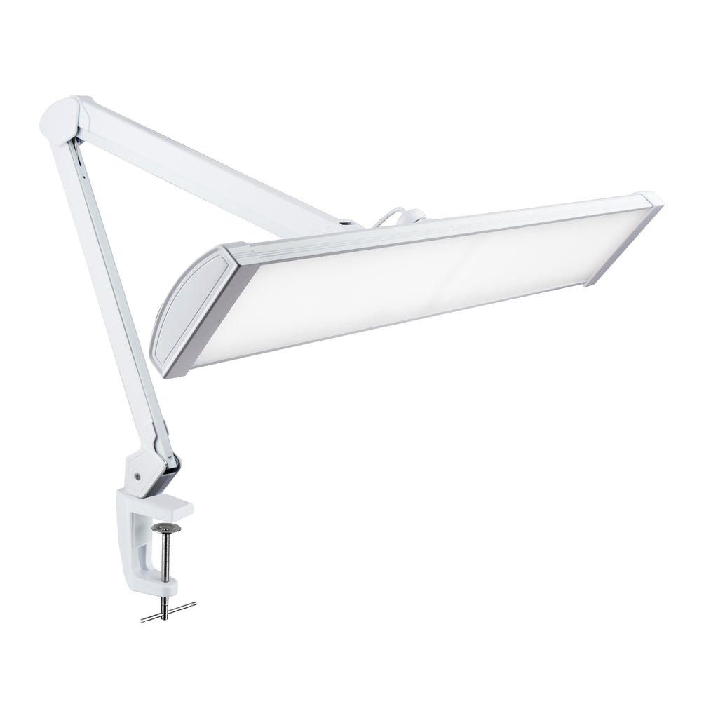 3500 Lumens LED Desk Lamp – 26” Ultra-Wide Shade, Non-Flickering Task Light with Clamp, White
