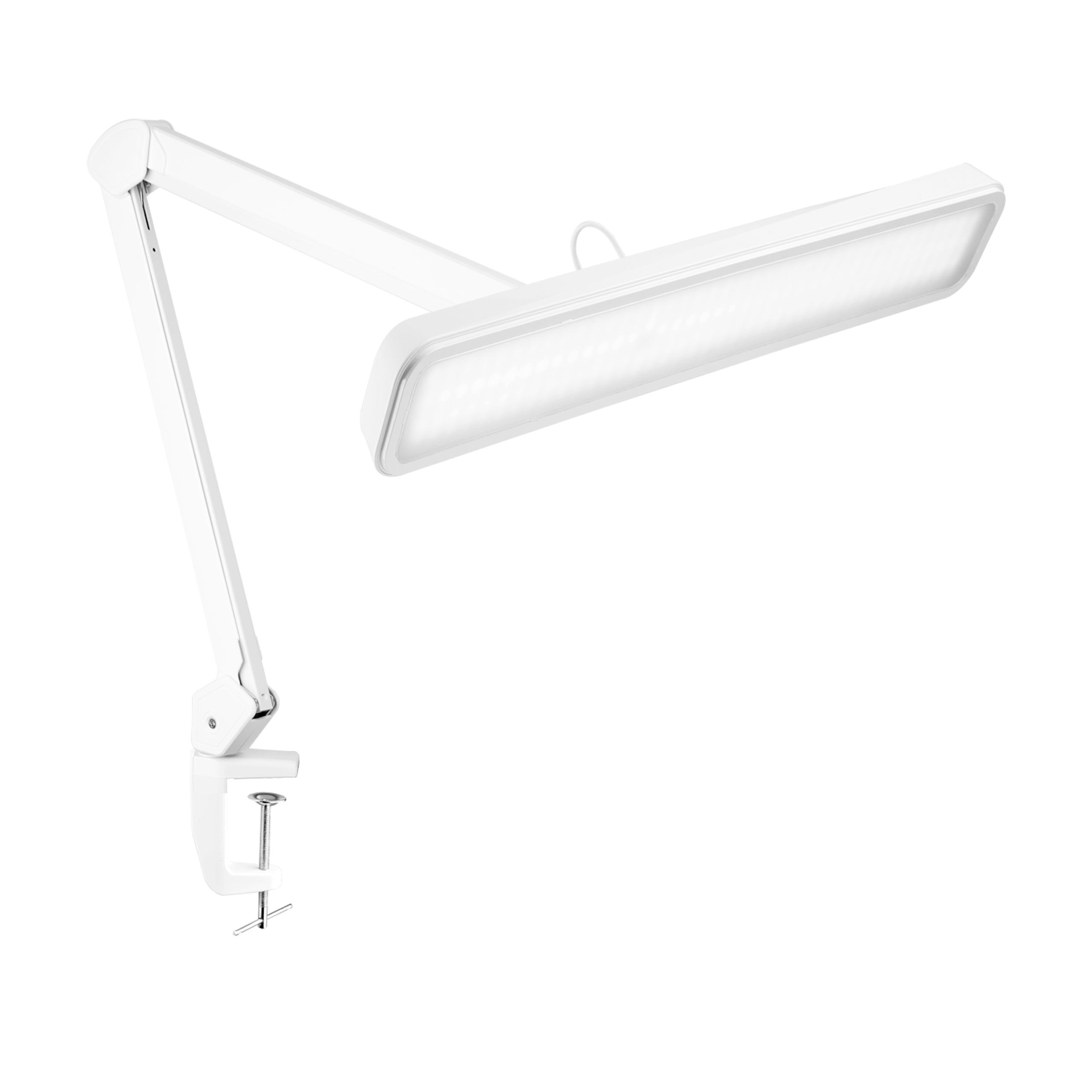 22” Wide Shade LED Desk Lamp with Clamp – 2500 Lumens Task Light for Workbench & Crafts, White