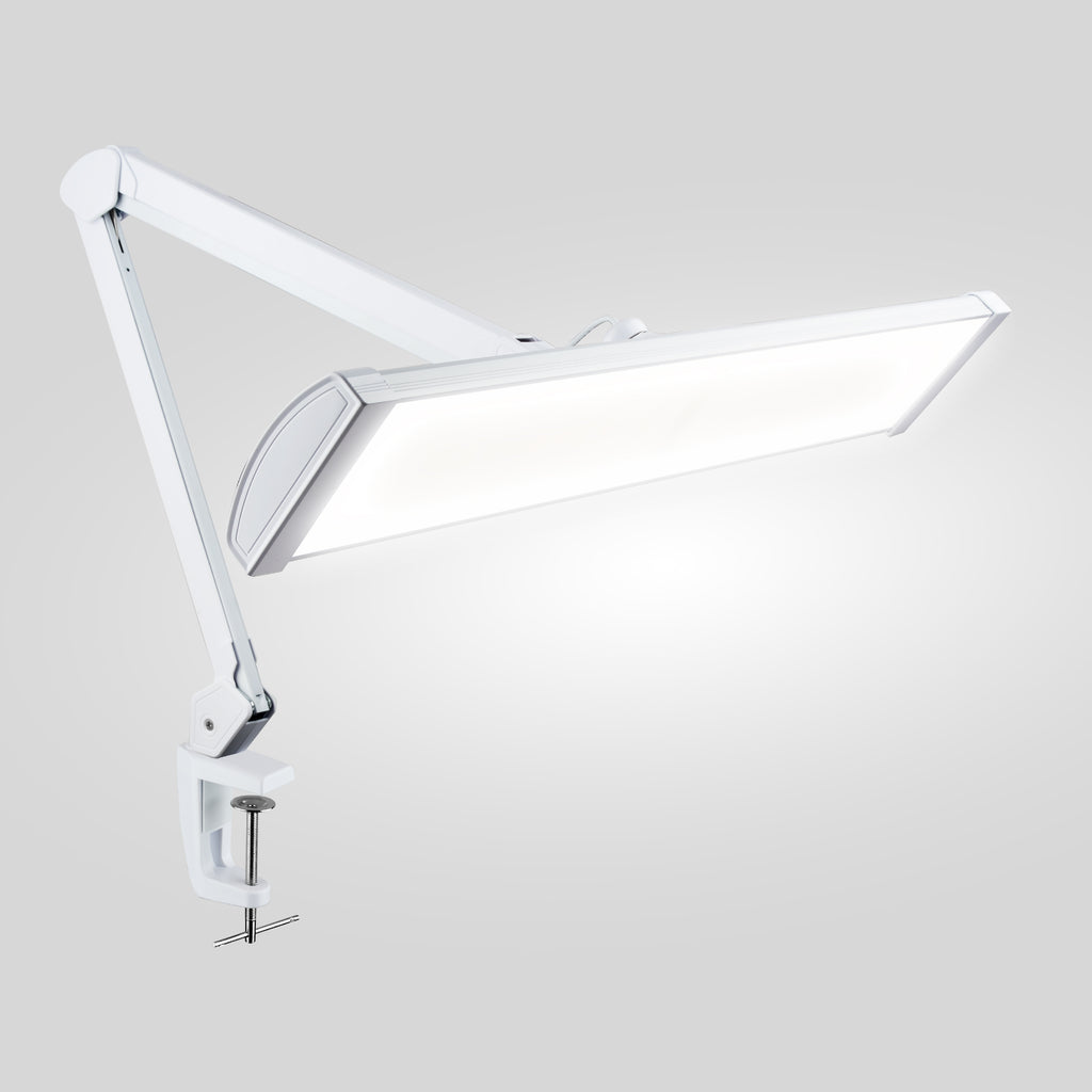 3500 Lumens LED Desk Lamp – 26” Ultra-Wide Shade, Non-Flickering Task Light with Clamp, White