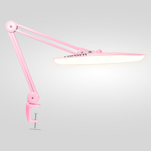 Lampe de bureau LED 2200 lumens avec pince – Abat-jour large de 50,8 cm, 3 modes d'éclairage, intensité réglable, rose