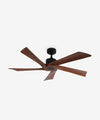 54-Inch Industrial Downrod Ceiling Fan, 5 Solid Wood Blades - Dark Wood