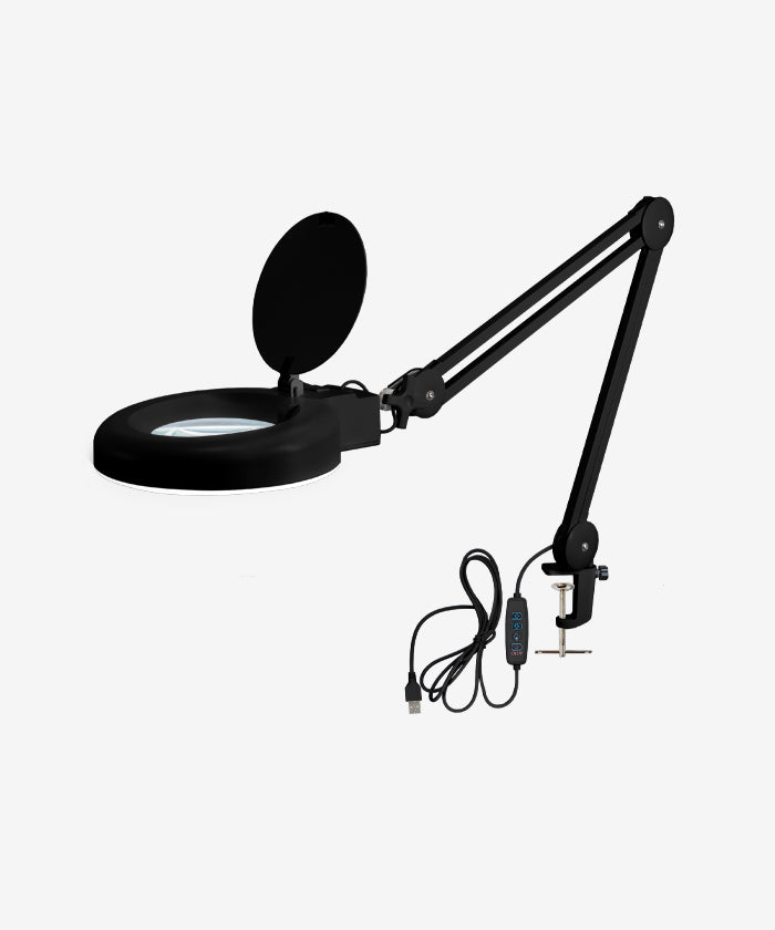 LED Magnifying Lamp with Clamp, 5 Diopter,  Desk Lamp Magnifier Light for Crafts, Painting & Hobbies - Black