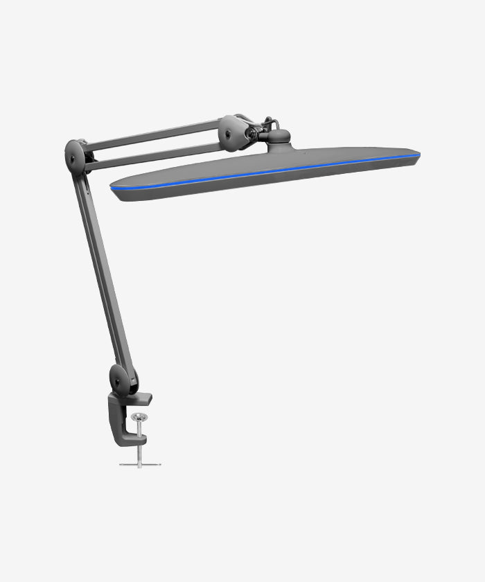 23" Wide Shade, 2200 Lumens LED Task Lamp with Clamp, 3 CCT Color Modes, Dimmable - Silver