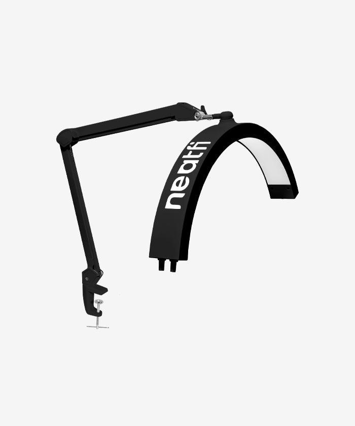 Half Moon Swing Arm Table Lamp with Clamp, 2500 Lumens & 5 Light Modes - Black