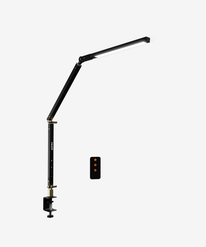 Modern LED Desk Lamp with Clamp, Touch & Remote Controlled - Black