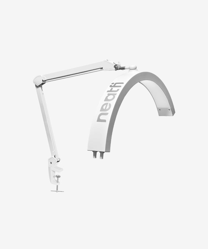 Half Moon Swing Arm Table Lamp with Clamp, 2500 Lumens & 5 Light Modes - White